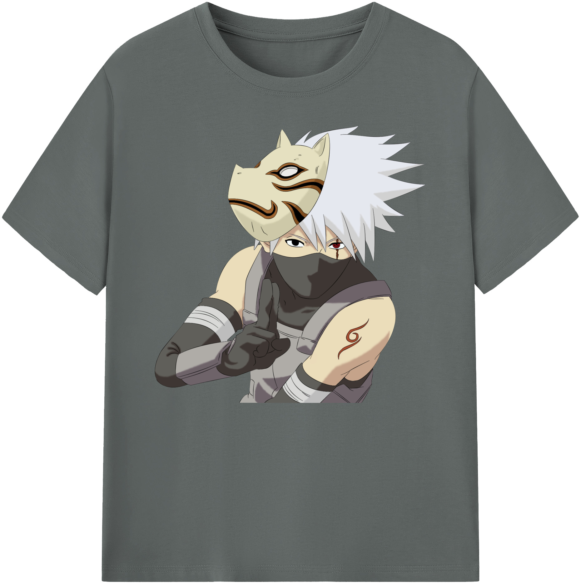 （画像用） NARUTO -ナルト- はたけ カカシ Hatake Kakashi 綿100％ メンズ半袖Tシャツ｜肌触りやわらか＆通気性